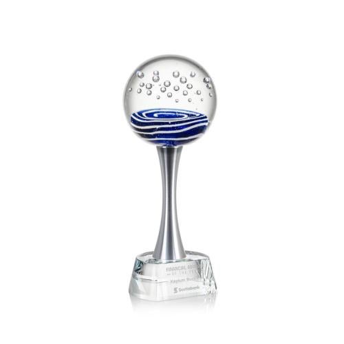 Awards and Plaques - Glass Trophies - Art Glass Trophies - Darby on Wilshire Base Clear Globe Glass Trophy