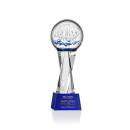 Rudolph on Saldana Crystal Base Blue Globe Glass Trophy