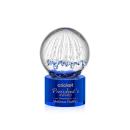 Rudolph on Round Base Blue Globe Glass Trophy