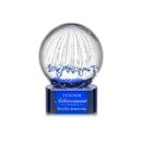Rudolph on Half Round Base Blue Globe Glass Trophy