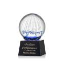 Rudolph on Small Crystal Base Black Globe Glass Trophy