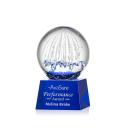 Rudolph on Small Crystal Base Blue Globe Glass Trophy