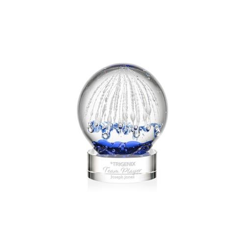 Awards and Plaques - Glass Trophies - Art Glass Trophies - Rudolph on Lockwood Base Clear Globe Glass Trophy