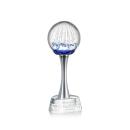 Rudolph on Metal Pedestal Base Clear Globe Glass Trophy
