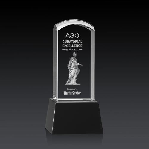 Awards and Plaques - Crystal Trophies - Silkwood 3D on Base Black Towers Crystal Trophy