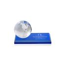 Globe on Rectangle Base Blue Globe Crystal Trophy