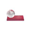 Globe on Rectangle Base Red Globe Crystal Trophy