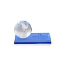 Globe on Rectangle Base Sky Blue Globe Crystal Trophy