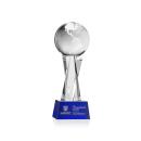 Globe on Saldana Base Blue Globe Crystal Trophy