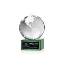 Globe on Plated Base Green Globe Crystal Trophy