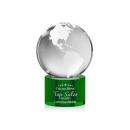 Globe on Round Base Green Globe Crystal Trophy