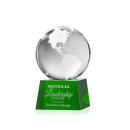 Globe on Small Base Green Globe Crystal Trophy