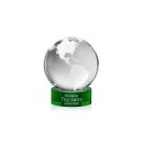 Globe on Lockwood Base Green Globe Crystal Trophy