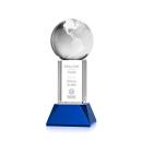 Globe on Tower Base Blue Globe Crystal Trophy