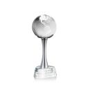 Globe Globe on Metal Pedestal Base Crystal Trophy