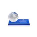 Globe Full Color on Rectangle Base Blue Globe Crystal Trophy