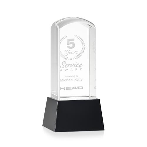 Awards and Plaques - Crystal Trophies - Silkwood on Base Black Towers Crystal Trophy