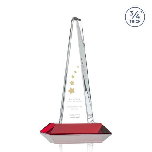 Awards and Plaques - Crystal Trophies - Womack Tower Red Towers Crystal Trophy