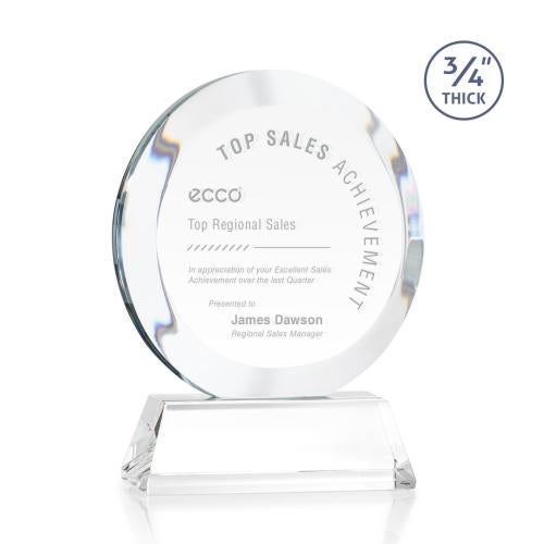 Awards and Plaques - Crystal Trophies - Delarosa on Helton Base Clear Circle Crystal Trophy