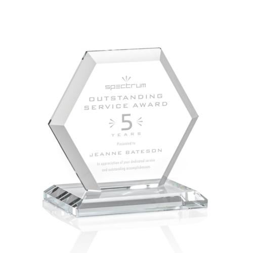 Awards and Plaques - Crystal Trophies - Santos Clear Polygon Crystal Trophy