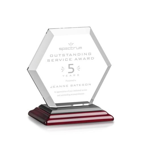 Awards and Plaques - Crystal Trophies - Santos Rosewood Polygon Crystal Trophy