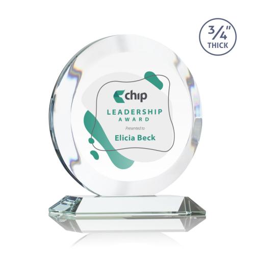 Awards and Plaques - Crystal Trophies - Delarosa Full Color Clear Circle Crystal Trophy