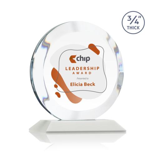 Awards and Plaques - Crystal Trophies - Delarosa Full Color Fagan Circle Crystal Trophy