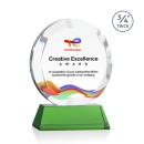 Delarosa Full Color on Helton Base Green Circle Crystal Trophy