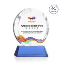 Delarosa Full Color on Helton Base Sky Blue Circle Crystal Trophy