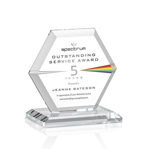 Awards and Plaques - Crystal Trophies - Santos Full Color Clear Polygon Crystal Trophy