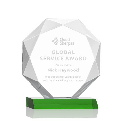Awards and Plaques - Crystal Trophies - Minor Green Polygon Crystal Trophy