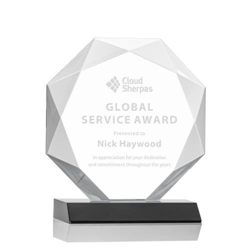 Awards and Plaques - Crystal Trophies - Minor Black Polygon Crystal Trophy