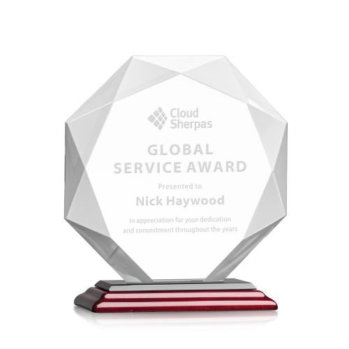 Awards and Plaques - Crystal Trophies - Minor Rosewood Polygon Crystal Trophy