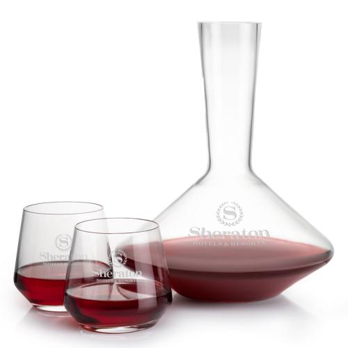 Custom Barware Glasses - Carafes - Ledford Carafe & Stemless Wine Set