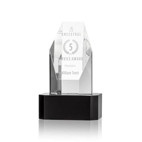 Awards and Plaques - Crystal Trophies - Holbrok Towers on Black Base Crystal Trophy