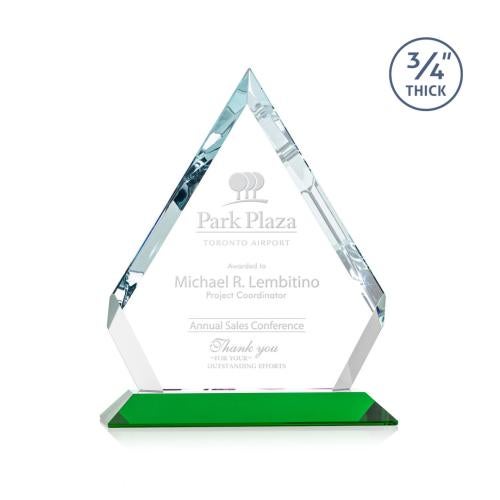 Awards and Plaques - Crystal Trophies - Apex Green Crystal Trophy