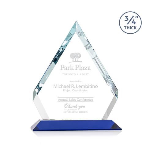 Awards and Plaques - Crystal Trophies - Apex Blue Crystal Trophy