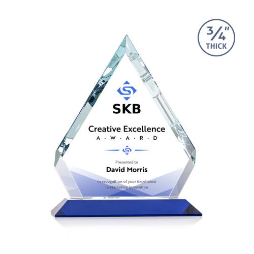 Awards and Plaques - Crystal Trophies - Apex Full Color Blue Crystal Trophy