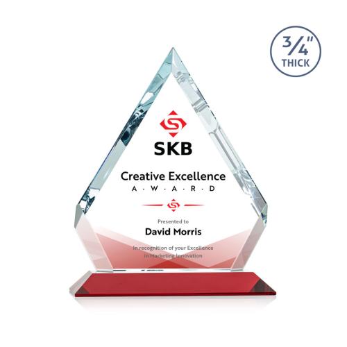 Awards and Plaques - Crystal Trophies - Apex Full Color Red Crystal Trophy