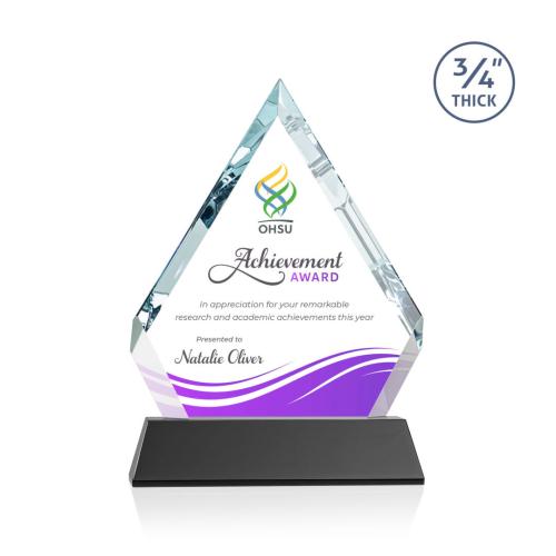 Awards and Plaques - Crystal Trophies - Apex Full Color on Helton Base Black Crystal Trophy