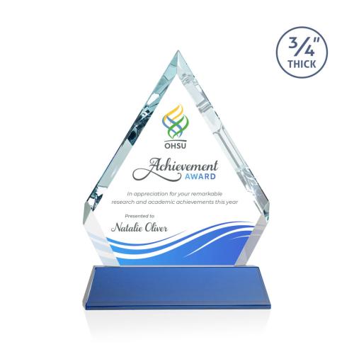 Awards and Plaques - Crystal Trophies - Apex Full Color on Helton Base Blue Crystal Trophy