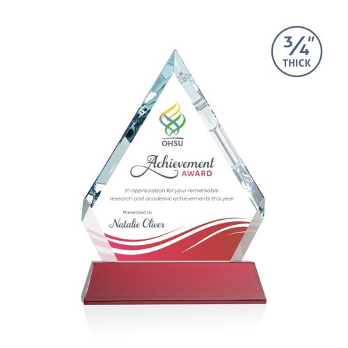 Awards and Plaques - Crystal Trophies - Apex Full Color on Helton Base Red Crystal Trophy