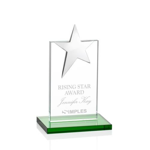 Awards and Plaques - Crystal Trophies - Horton Chrome Star Green Towers Crystal Trophy