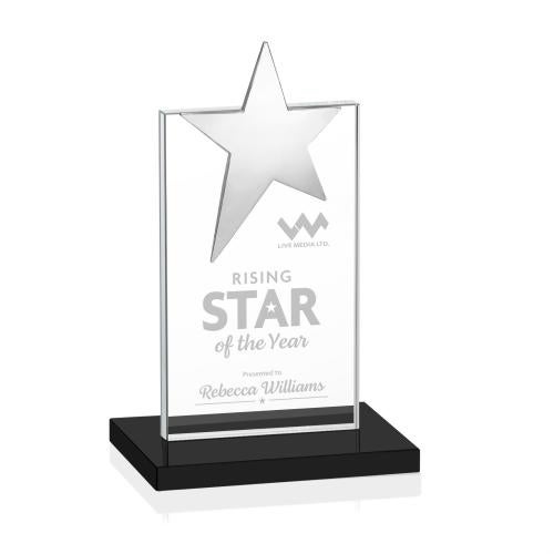 Awards and Plaques - Crystal Trophies - Horton Chrome Star Black Towers Crystal Trophy