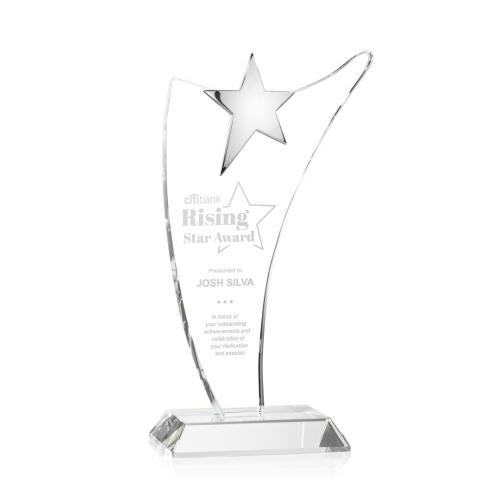 Awards and Plaques - Crystal Trophies - Benton Chrome Star Peaks Crystal Trophy