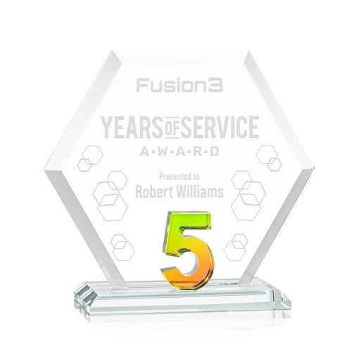 Awards and Plaques - Crystal Trophies - Riviera Anniversary No 5 Prismatic Polygon Crystal Trophy