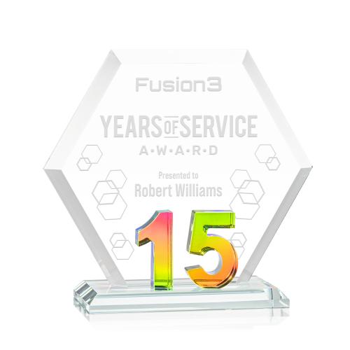 Awards and Plaques - Crystal Trophies - Riviera Anniversary No 15 Prismatic Polygon Crystal Trophy