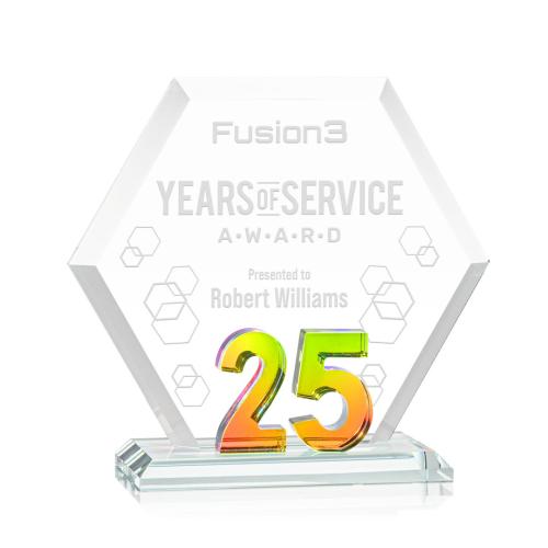 Awards and Plaques - Crystal Trophies - Riviera Anniversary No 25 Prismatic Polygon Crystal Trophy