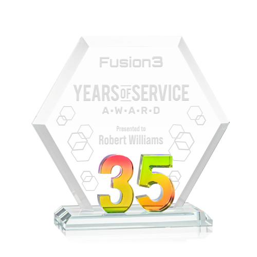 Awards and Plaques - Crystal Trophies - Riviera Anniversary No 35 Prismatic Polygon Crystal Trophy
