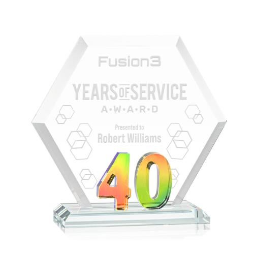 Awards and Plaques - Crystal Trophies - Riviera Anniversary No 40 Prismatic Polygon Crystal Trophy